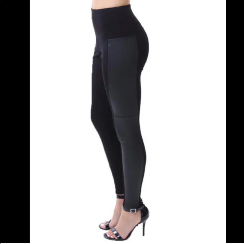 Lysse Black Vegan Leather Accent Ponte Pants